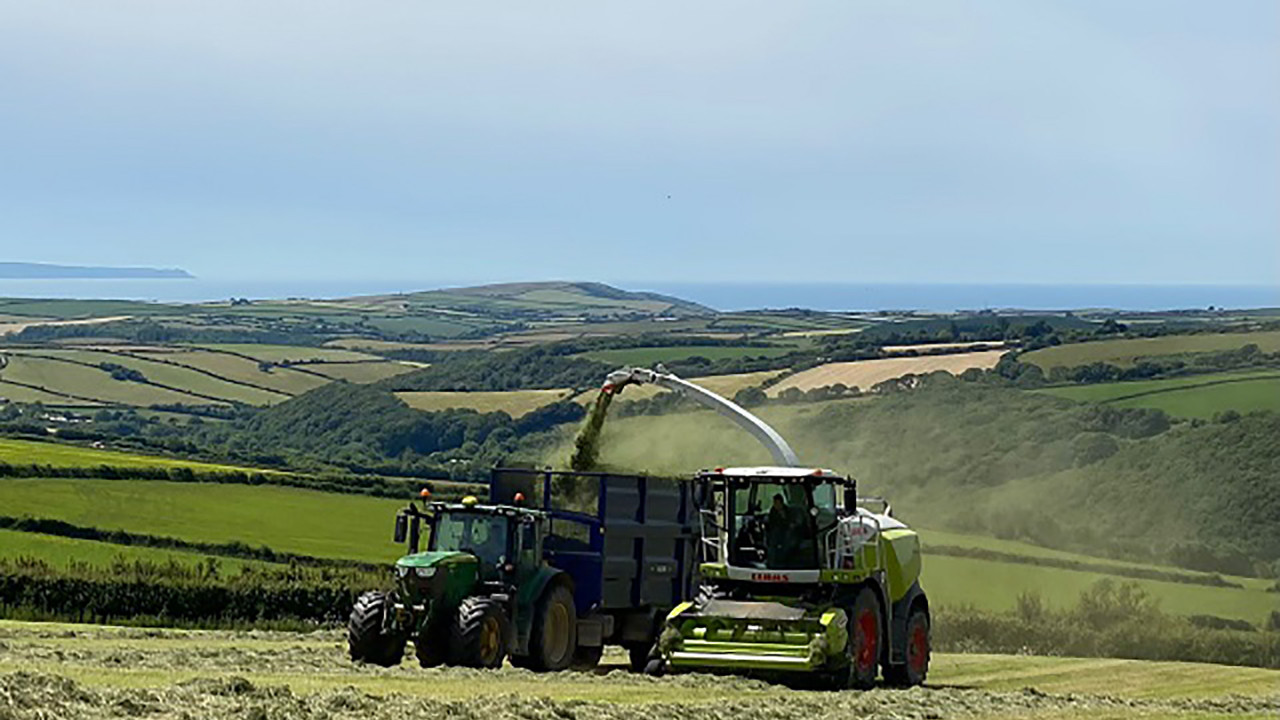 Gathering grass with a CLAAS Quadrant in June