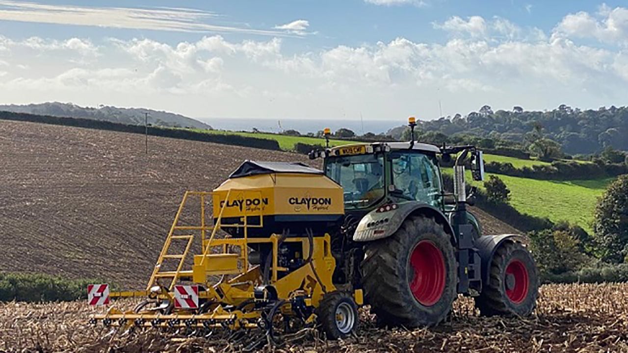Seed drilling with a Claydon drill in October
