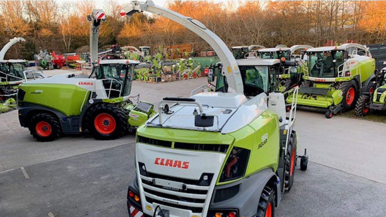 CLAAS machines lined up outside our Smart Farming customer evening
